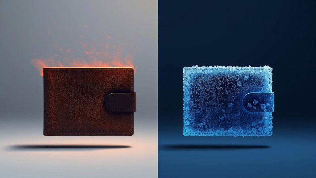 hot wallet vs cold wallet illustration